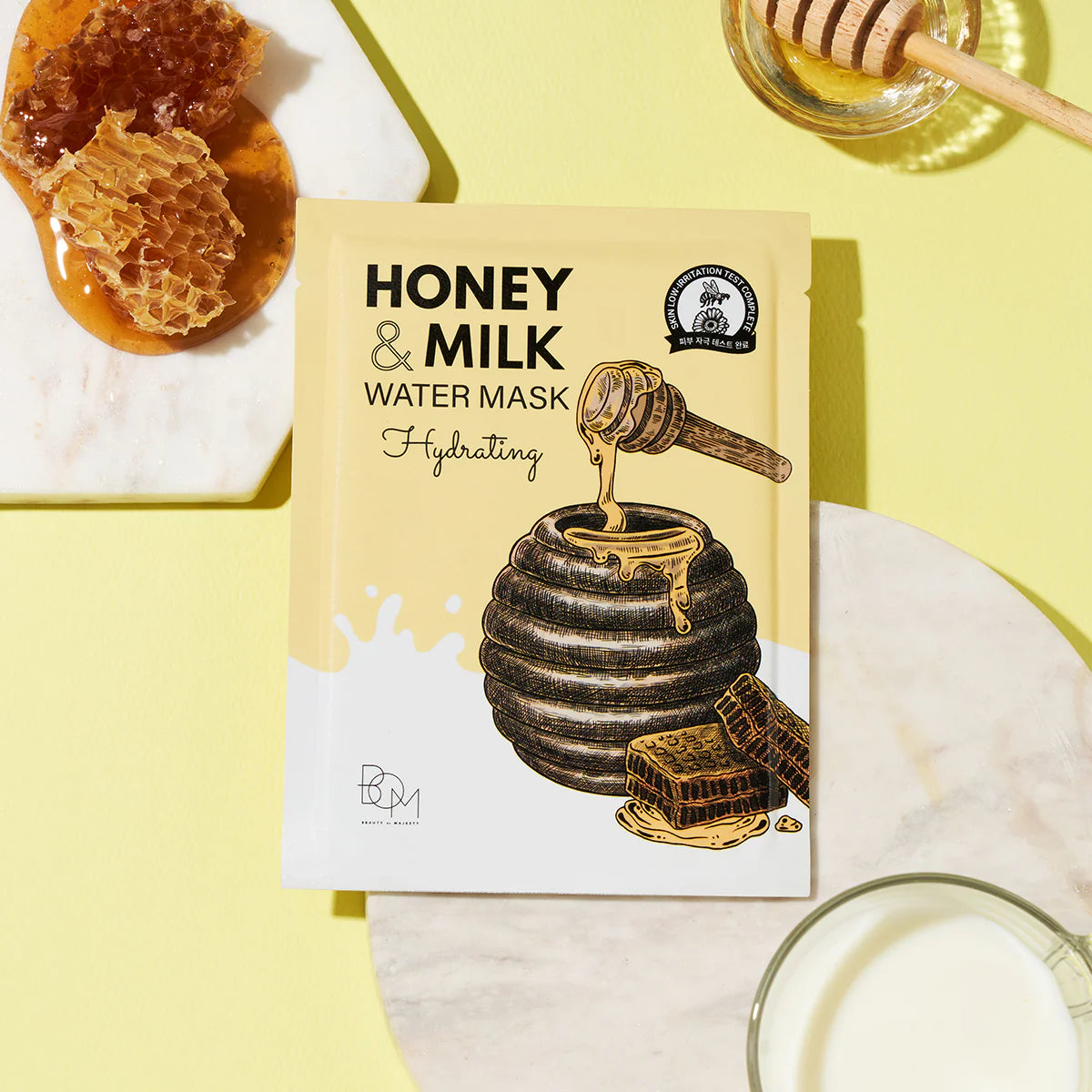 Drėkinančios odą lakštinės veido kaukės Honey & Milk Water Mask, 10vnt.