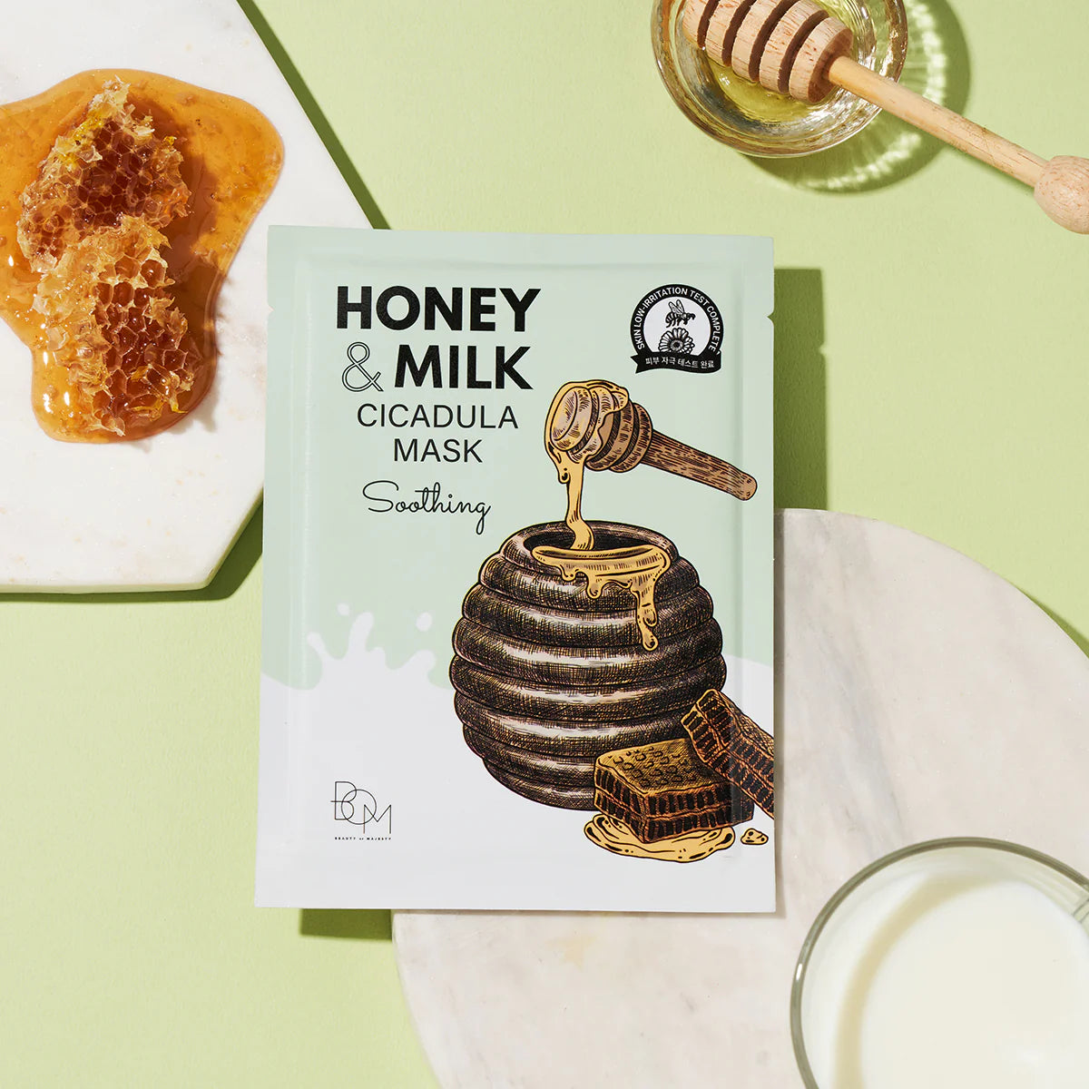 Raminančios odą lakštinės veido kaukės Honey & Milk Cicadula Mask, 10vnt.