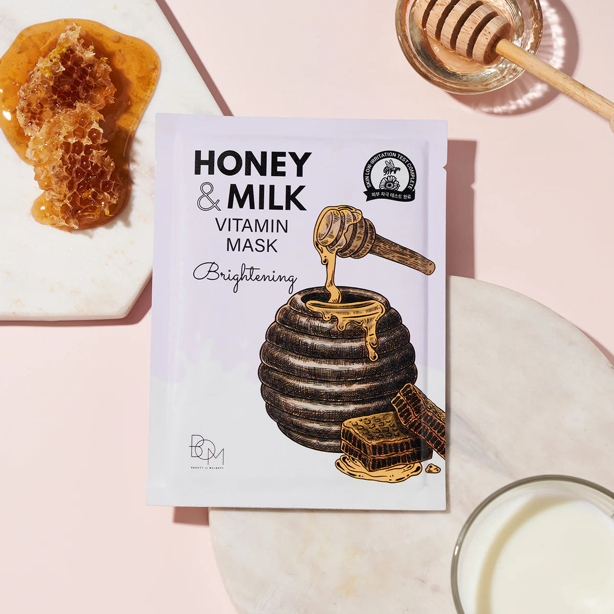Skaistinančios odą lakštinės veido kaukės Honey & Milk Vitamin Mask, 10vnt.