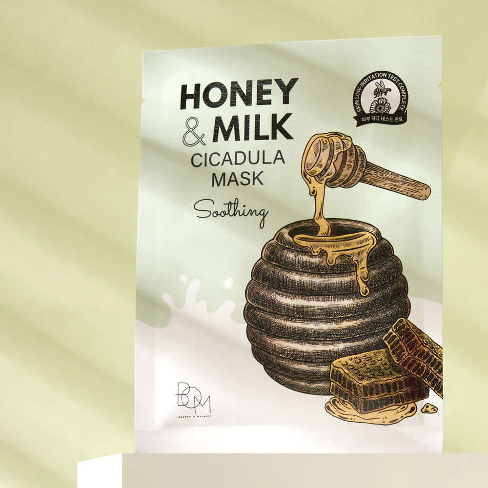 Raminančios odą lakštinės veido kaukės Honey & Milk Cicadula Mask, 10vnt.
