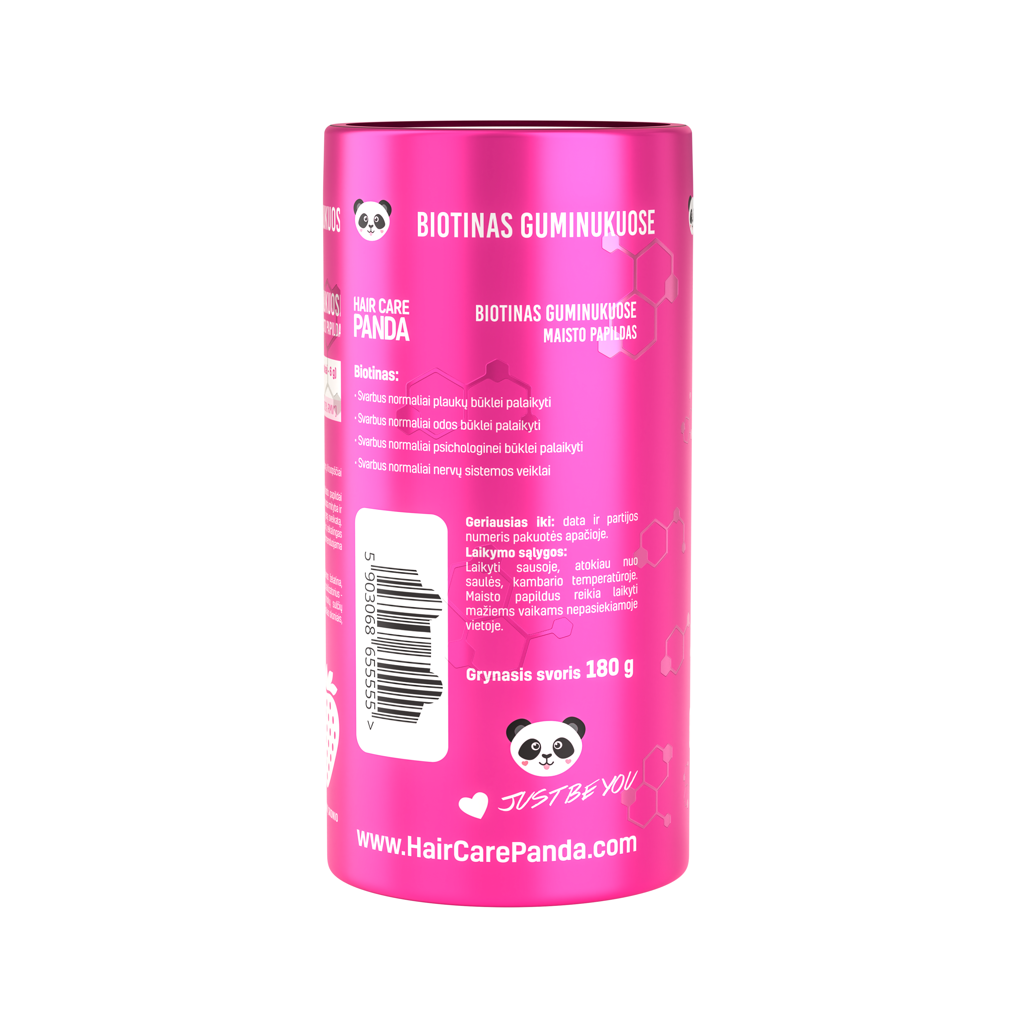 Biotinas guminukuose-Hair Care Panda-Misiule.lt