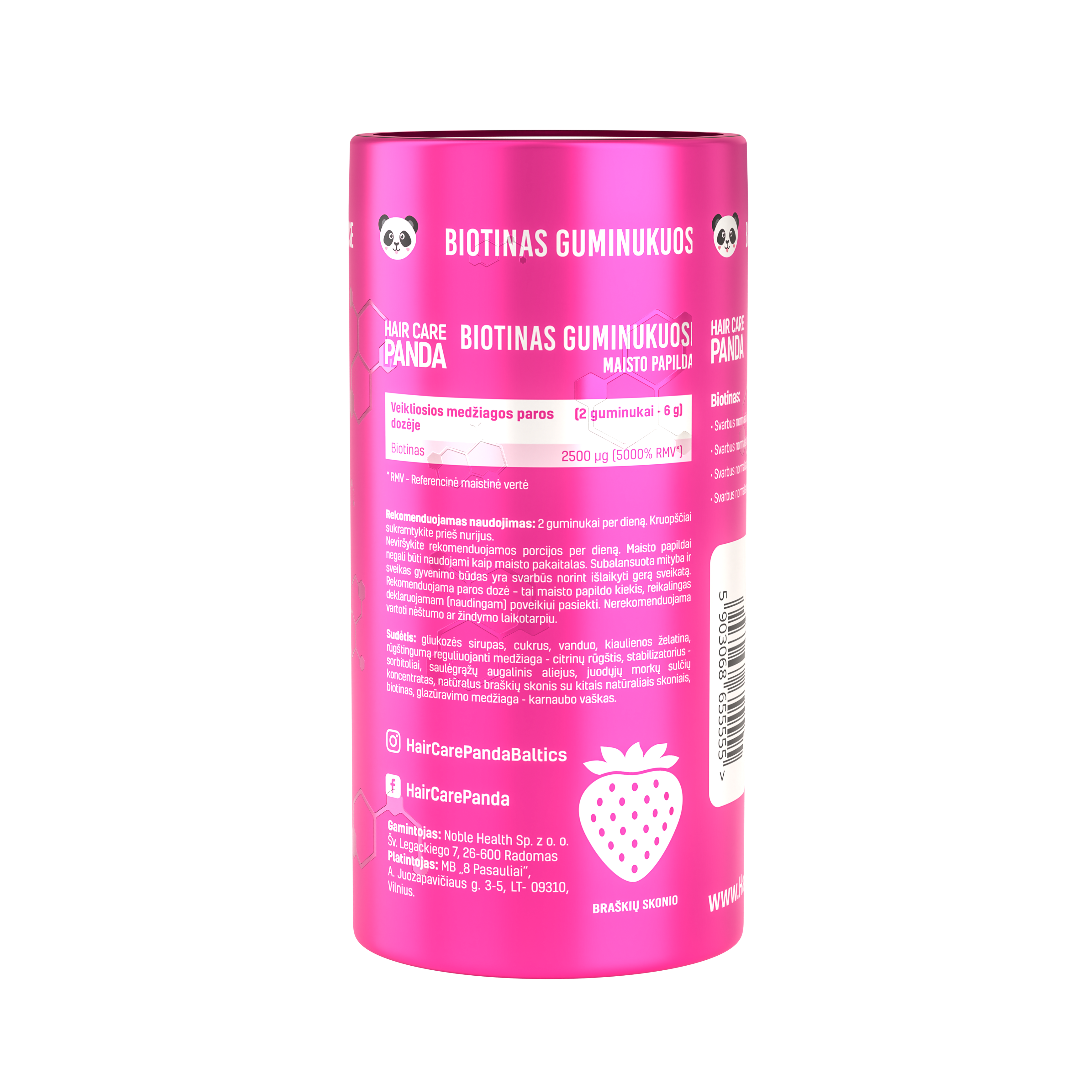 Biotinas guminukuose-Hair Care Panda-Misiule.lt