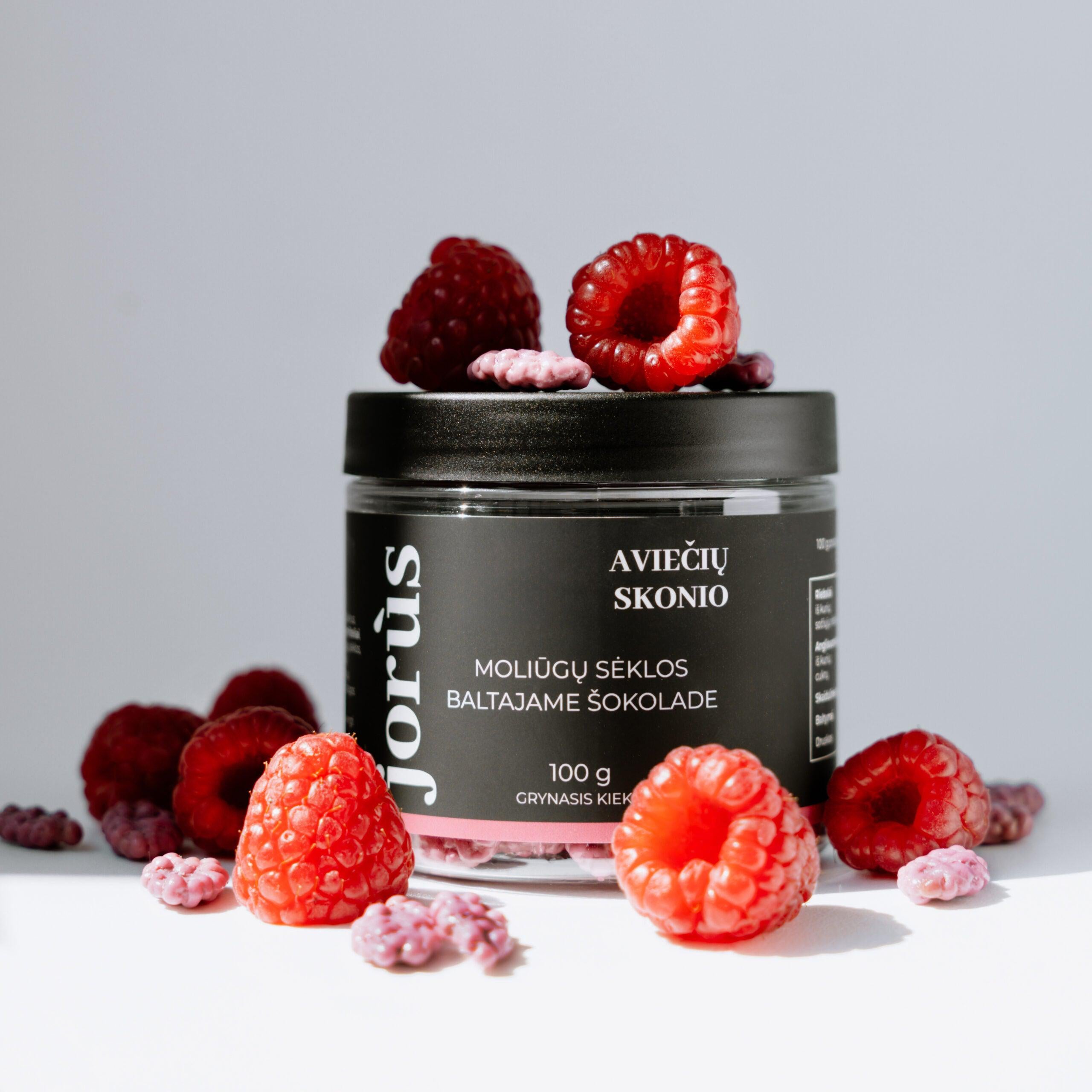 Aviečių skonio moliūgų sėklos baltajame šokolade-Jorus-Misiule.lt
