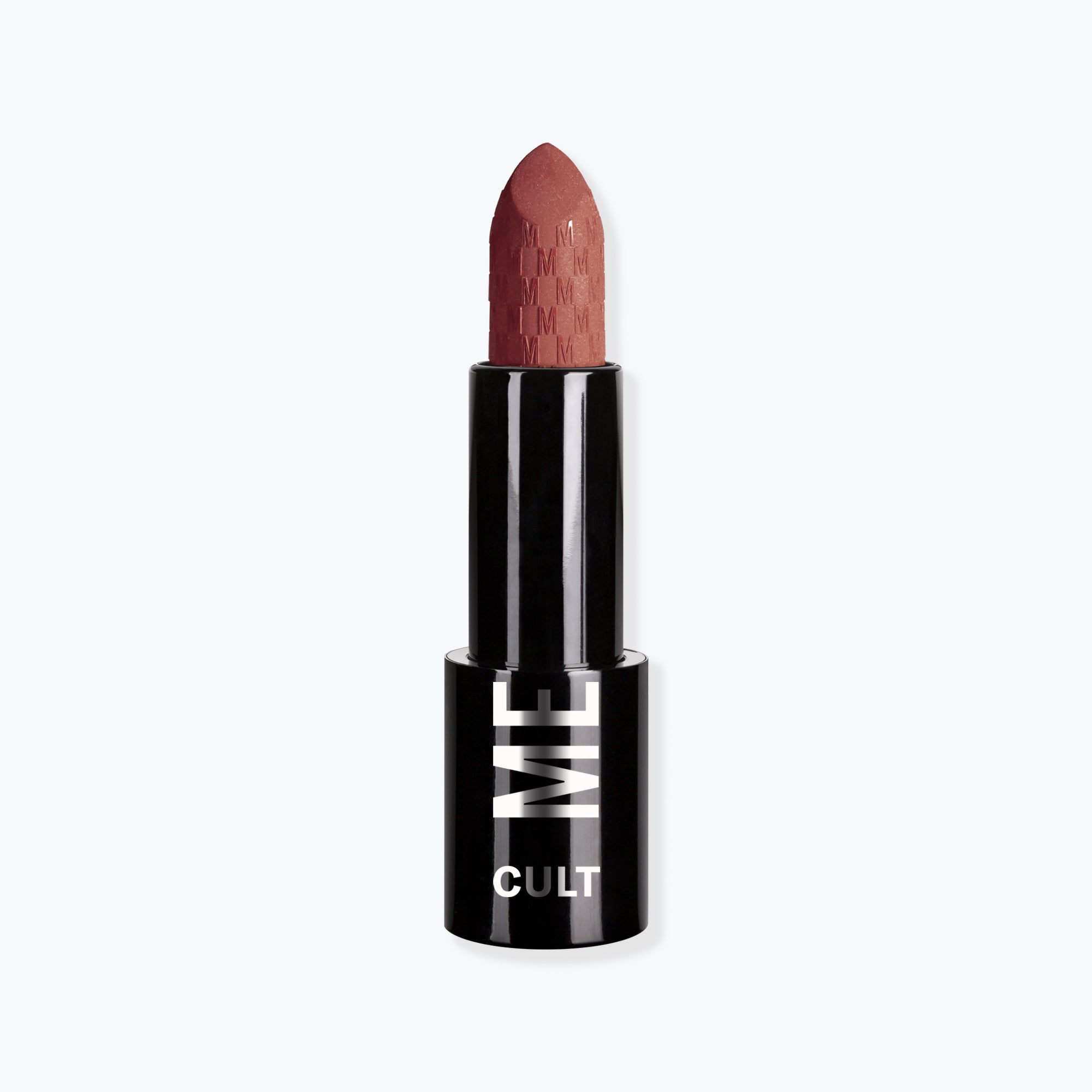 Cult Lipstick
A bullet of matte brown lipstick from the Cult collection by Mesauda, housed in a sleek black casing with the "ME" and "CULT" branding. The lipstick features a rich, earthy color that provides a smooth, creamy texture for long-lasting wear, perfect for adding a natural yet bold touch to any look.