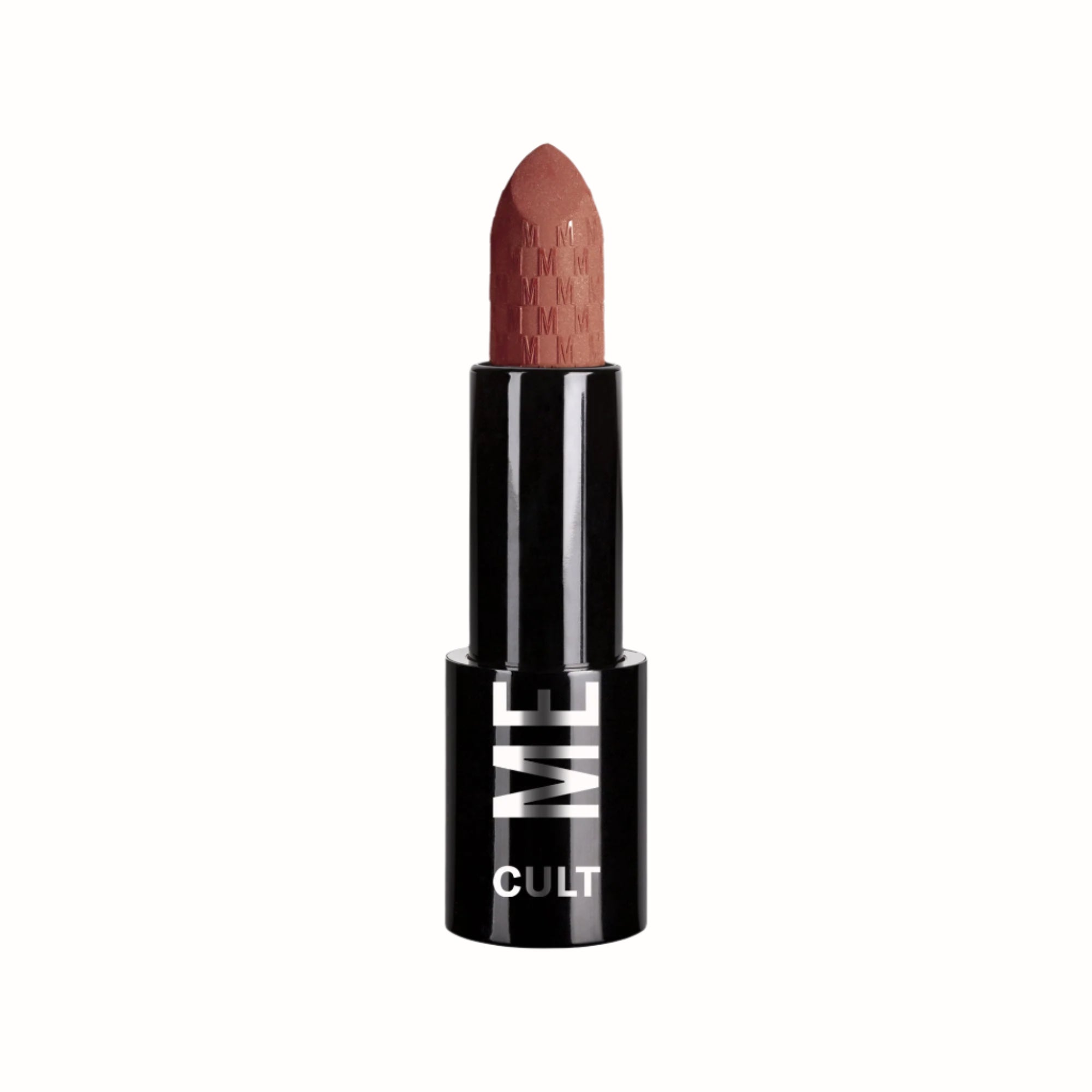 Cult Lipstick
A bullet of matte brown lipstick from the Cult collection by Mesauda, housed in a sleek black casing with the "ME" and "CULT" branding. The lipstick features a rich, earthy color that provides a smooth, creamy texture for long-lasting wear, perfect for adding a natural yet bold touch to any look.