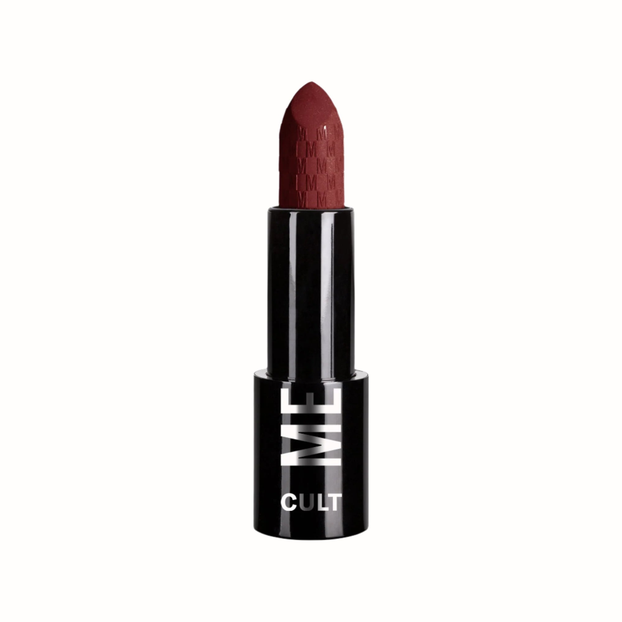 Cult Lipstick
A bullet of matte brown lipstick from the Cult collection by Mesauda, housed in a sleek black casing with the "ME" and "CULT" branding. The lipstick features a rich, earthy color that provides a smooth, creamy texture for long-lasting wear, perfect for adding a natural yet bold touch to any look.