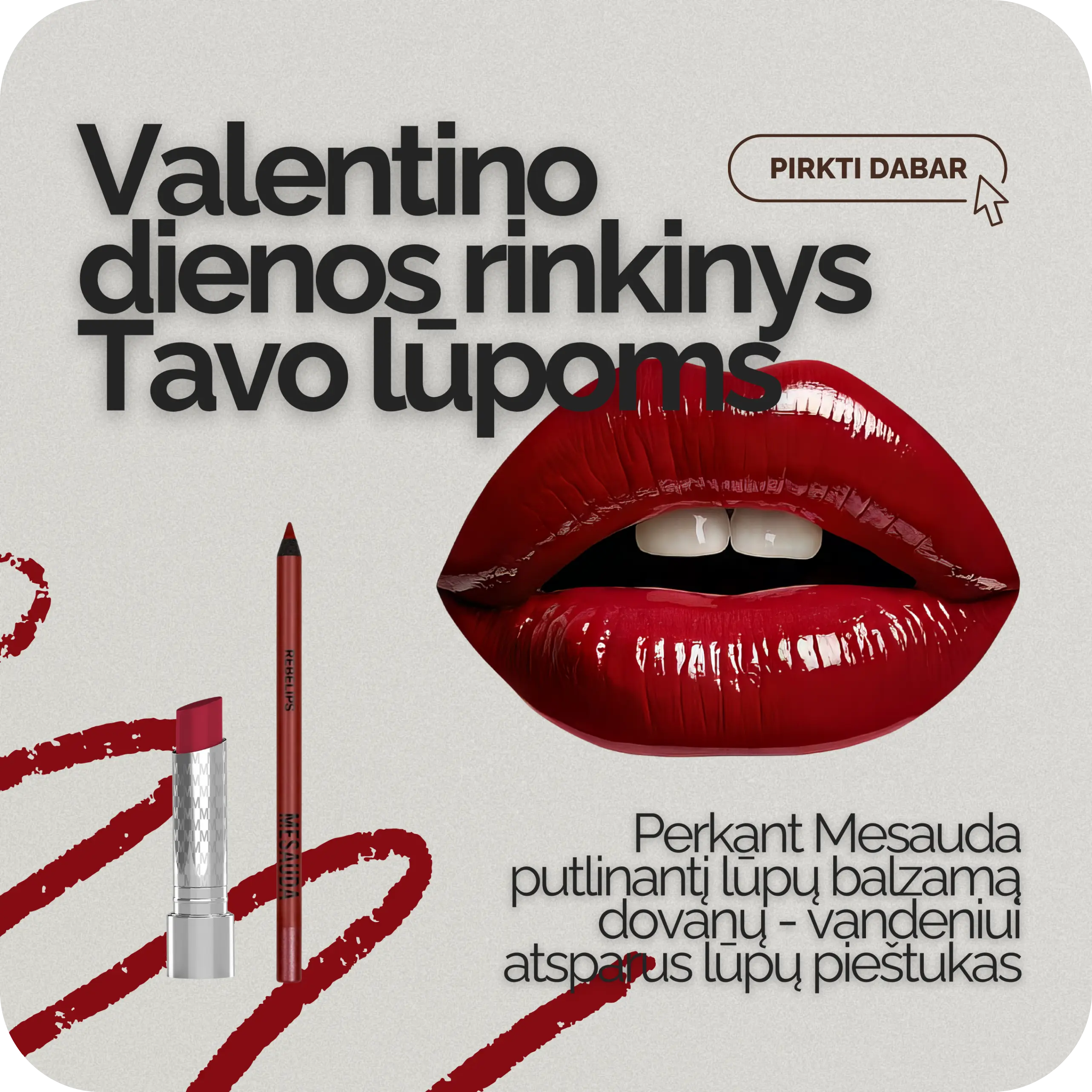 Tobulos lūpos Valentino vakarui