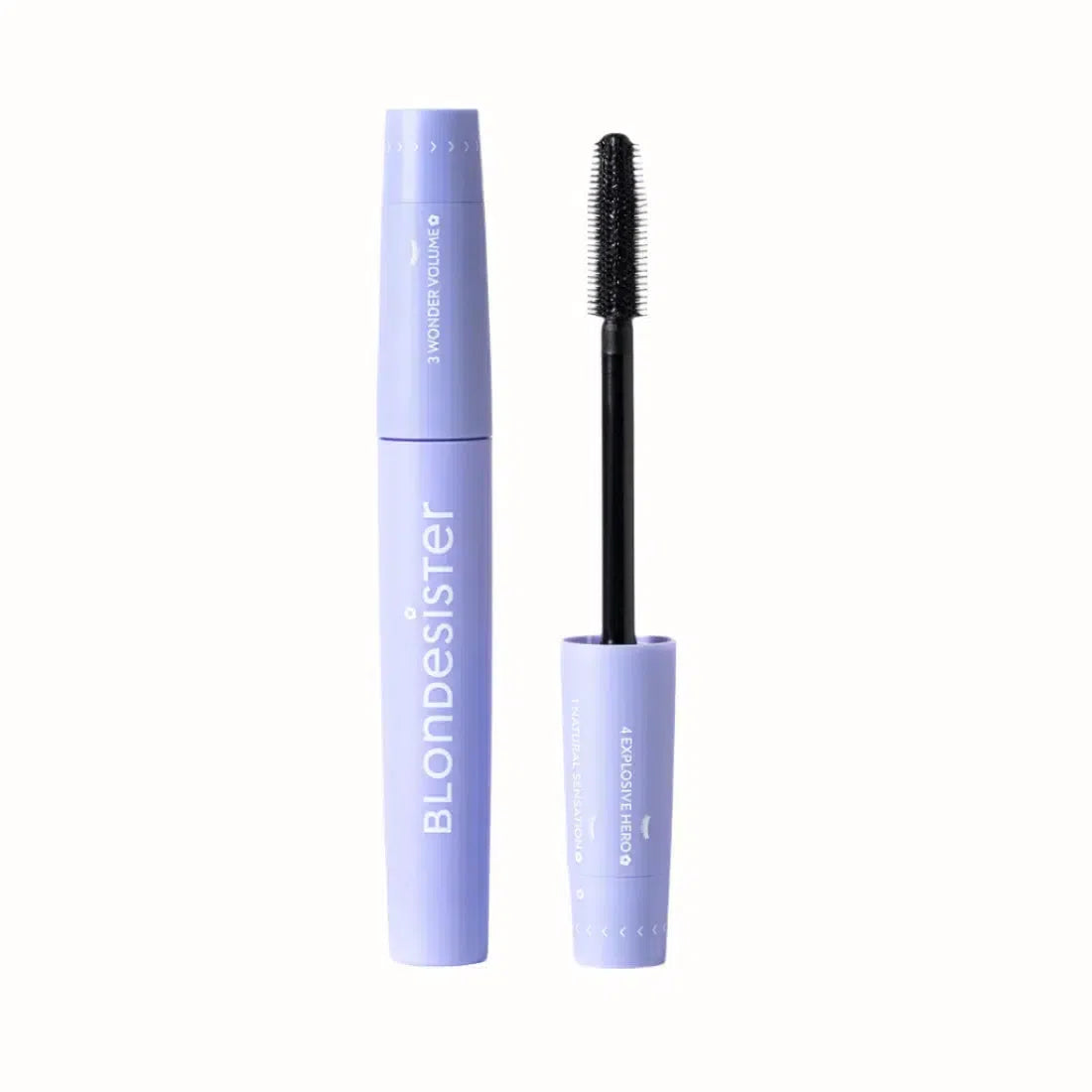 
A mascara with a sleek purple packaging, featuring the "3 Wonder Volume" branding. The product comes with a unique brush design for volume enhancement and precise application, offering a natural and explosive effect for lashes. The mascara tube highlights different features with distinct markings, ensuring a user-friendly experience.