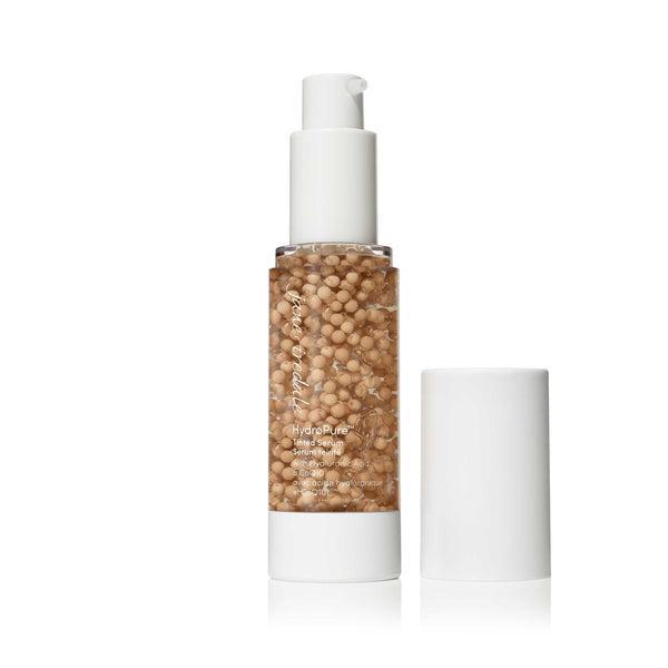 HydroPure Intense Serum  
A bottle of HydroPure Intense Serum with visible encapsulated beads, designed for deep hydration and intense skin rejuvenation. The serum features a unique formula with a pump dispenser for easy application and comes in a 30ml bottle.