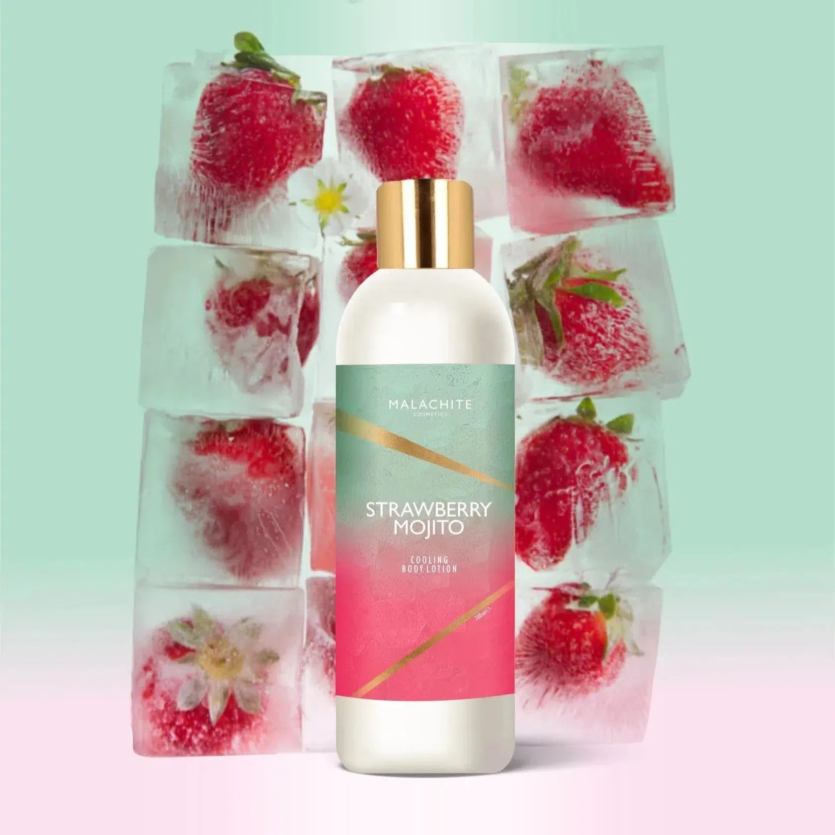 Vėsinantis kūno losjonas Strawberry Mojito-MALACHITE COSMETICS-Misiule.lt